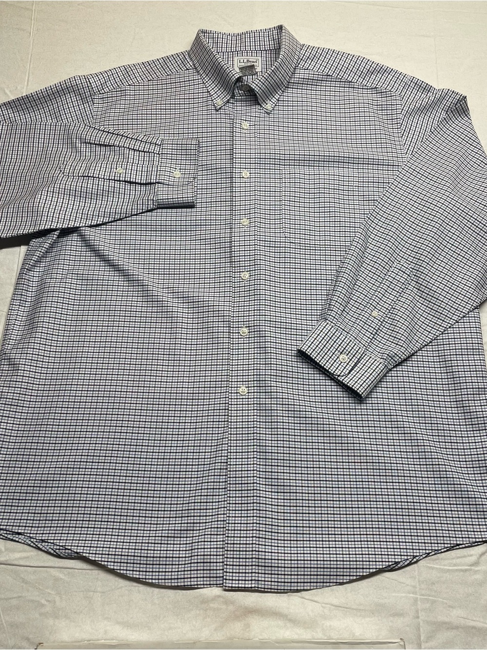 L.L. Bean Men’s Blue and White Windowpane Dress Shirt